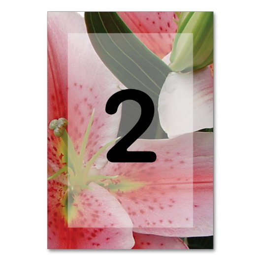 Elegant Oriental Lilies Wedding Tischnummer (Vorderseite)