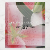 Elegant Oriental Lilies Wedding Weinetikett (Einzelnes Label)