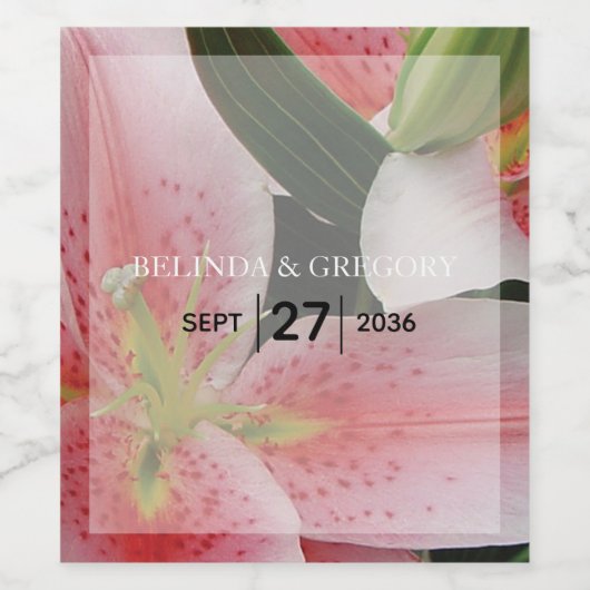 Elegant Oriental Lilies Wedding Weinetikett (Einzelnes Label)