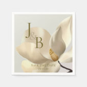 Elegant Oriental White Magnolia Save the Date Serviette (Vorderseite)