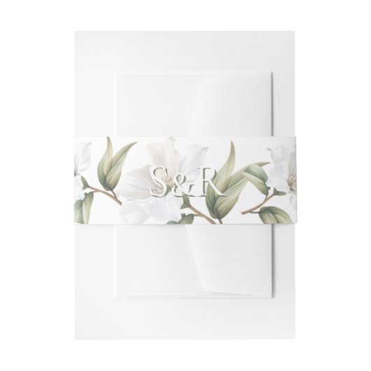 Elegant Oriental White Magnolia Wedding  Einladungsbanderole (Vorderseite Beispiel)
