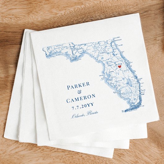 Elegant Orlando Florida Map Wedding Serviette