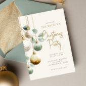 Elegant Ornament Green Gold Holiday Invitation Einladung