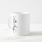 Elegant Ornamental Floral Flower Art Kaffeetasse (Vorderseite Links)