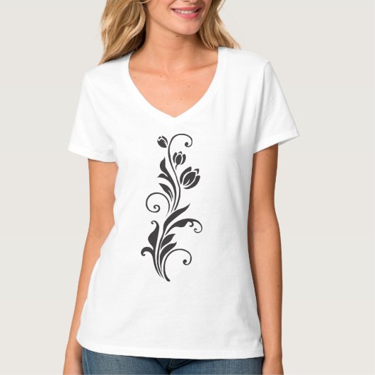 Elegant Ornamental Floral Flower Art T-Shirt (Vorderseite)