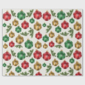 Elegant Ornaments & Pine Wrapping Paper Geschenkpapier (Flach)