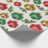 Elegant Ornaments & Pine Wrapping Paper Geschenkpapier (Ecke)
