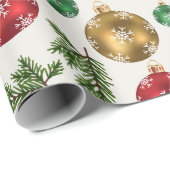 Elegant Ornaments & Pine Wrapping Paper Geschenkpapier (Rolleneckpunkt)