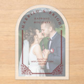 Elegant Ornate Faux Dome Photo First Christmas Acryleinladungen (Vorderseite)