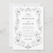 Elegant Ornate Floral Frame Wedding Einladung (Vorderseite)