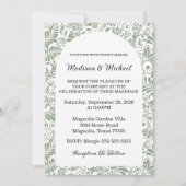 Elegant Ornate Swirl Sage Green Floral Wedding Einladung (Vorderseite)