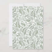 Elegant Ornate Swirl Sage Green Floral Wedding Einladung (Rückseite)