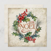 Elegant Ornate Vintage Style Noel Floral Feiertagskarte (Vorne/Hinten)