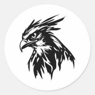Elegant Osprey Head Silhouette in BW Runder Aufkleber