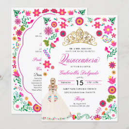 Elegant Otomi Stickerei Quinceañera Einladung