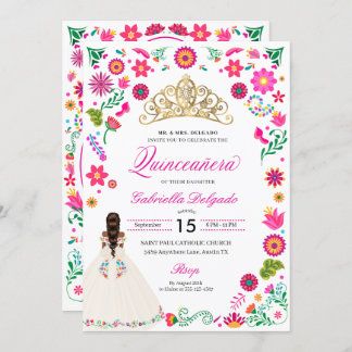 Elegant Otomi Stickerei Quinceañera Einladung