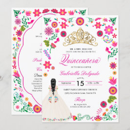Elegant Otomi Stickerei Quinceañera Einladung