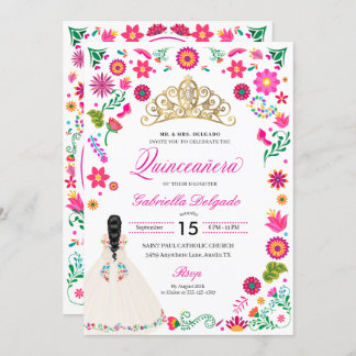 Elegant Otomi Stickerei Quinceañera Einladung