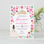 Elegant Otomi Stickerei Quinceañera Einladung (Stehend Vorderseite)