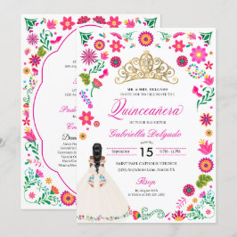 Elegant Otomi Stickerei Quinceañera Einladung