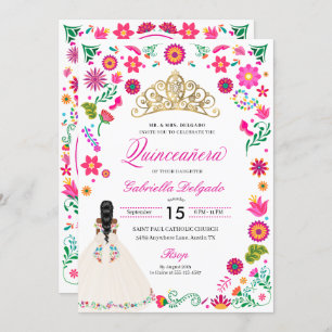 Elegant Otomi Stickerei Quinceañera Einladung