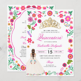 Elegant Otomi Stickerei Quinceañera Einladung