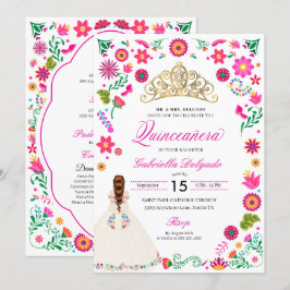 Elegant Otomi Stickerei Quinceañera Einladung