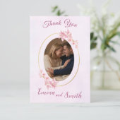 Elegant oval photo thank you  dankeskarte (Stehend Vorderseite)