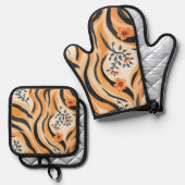 Elegant Oven Mitt & Pot Holder Set (Vorderseite/Rückseite)