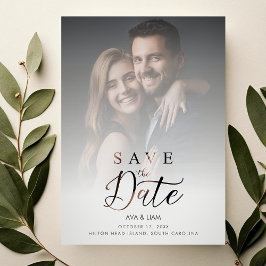 Elegant Overlay Gradient Grey Shades Photo Wedding Save The Date