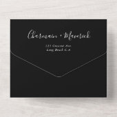 Elegant Overlay Monogram Black Wedding All In One Einladung (Rückseite)