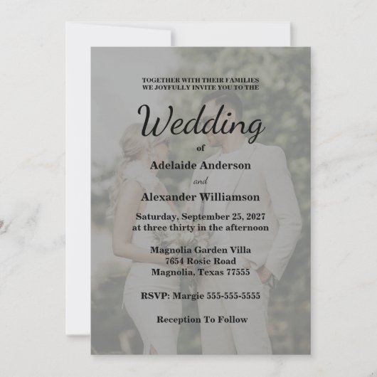 Elegant Overlay Photo Wedding Einladung (Vorderseite)