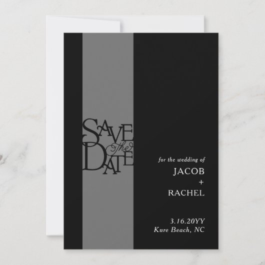 Elegant Overlay Schwarz-weiß Wedding Save the Date (Vorderseite)