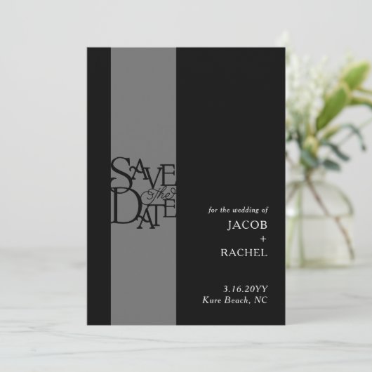 Elegant Overlay Schwarz-weiß Wedding Save the Date (Stehend Vorderseite)