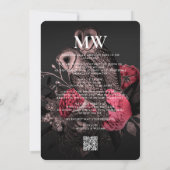 Elegant Owl Couple Gothic Wedding Dark Pink Rose Einladung (Rückseite)