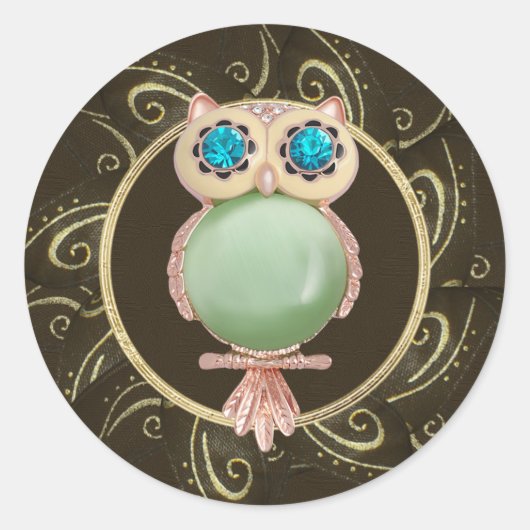 Elegant Owl Juwelen Foto Print Stickers (Vorderseite)