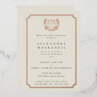 Elegant Oyster JD Law School Graduation Party Folieneinladung