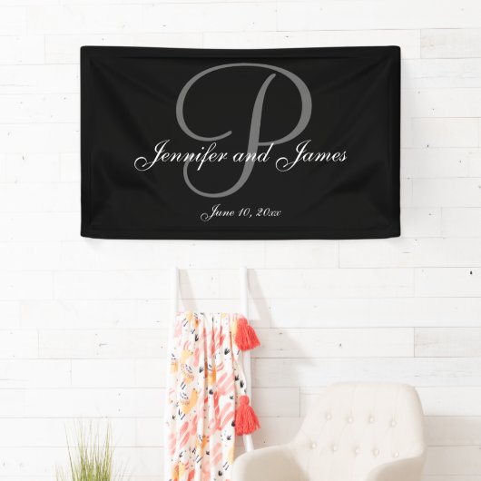 Elegant P Monogram Wedding Banner (Insitu)