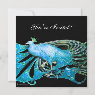 ELEGANT PAHUUHN IN BLAU SCHWARZ TEAL HOCHZEITSPART EINLADUNG