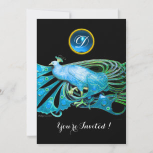 ELEGANT PAHUUHN IN BLAU SCHWARZ TEAL HOCHZEITSPART EINLADUNG
