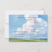 Elegant Painted Blue Sky Puffy Pink Clouds Wedding RSVP Karte (Vorderseite)