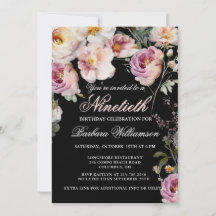 Elegant Painted Floral 90. Geburtstagsparty