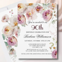 Elegant Painted Floral 90. Geburtstagsparty