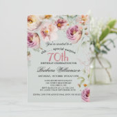Elegant Painted Floral Surprise 70th Birthday  Einladung (Stehend Vorderseite)