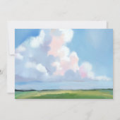 Elegant Painted Landscape Blue Sky Clouds Wedding Einladung (Rückseite)