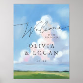 Elegant Painted Landscape Clouds Wedding Welcome Poster (Vorne)