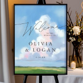 Elegant Painted Landscape Clouds Wedding Welcome Poster
