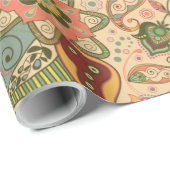 Elegant Paisley Blume Wrapping Paper Geschenkpapier (Rolleneckpunkt)