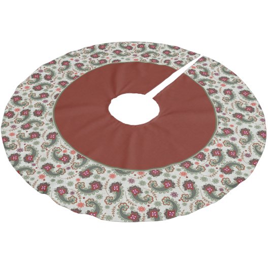 Elegant Paisley Christmas Tree Skirt Polyester Weihnachtsbaumdecke (Schrägansicht)