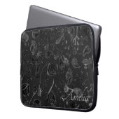 Elegant Paisley Floral Black Personalised Laptopschutzhülle (Vorderseite Links)